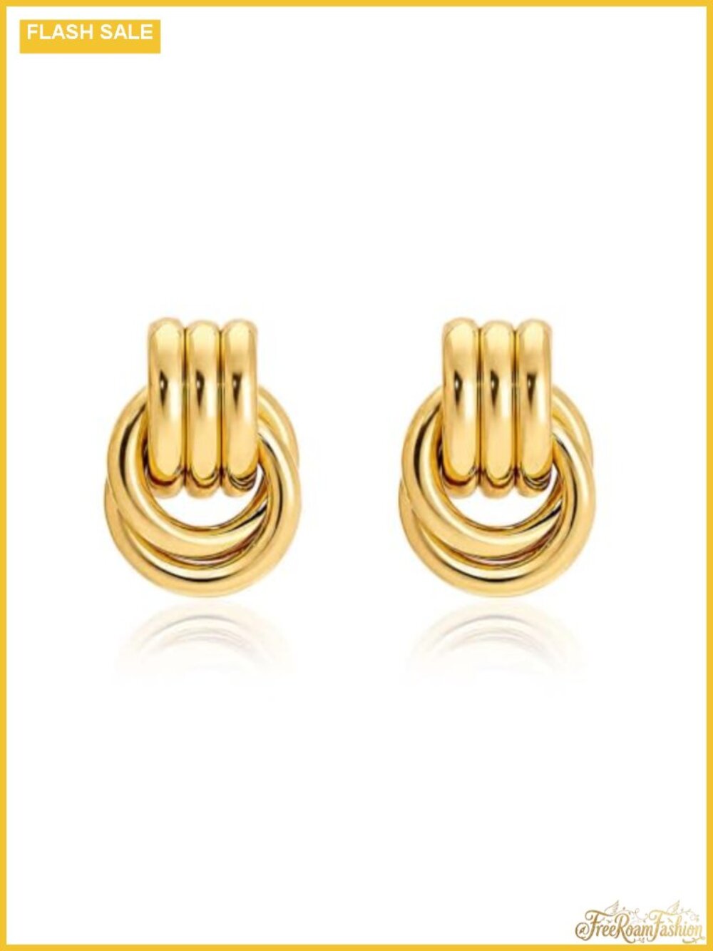 Chunky Gold Knot Dangle Earrings 14k Gold Plated Hypoallergenic Women